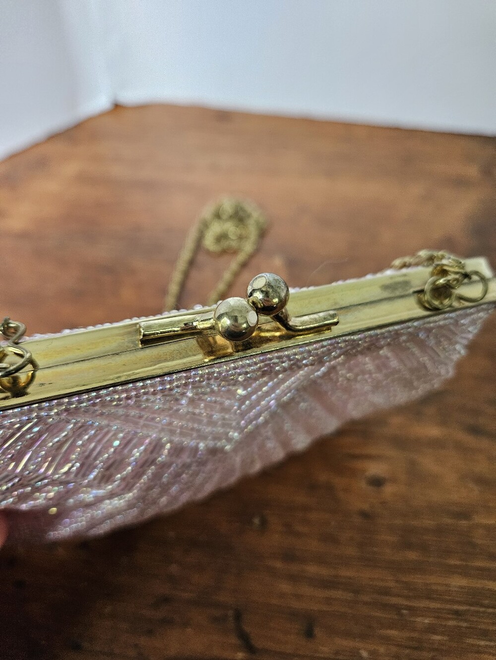 Vintage Beaded Pink Seashell Purse Evening Bag Carlo Fellini Evening Bag Clutch - Picture 6 of 13